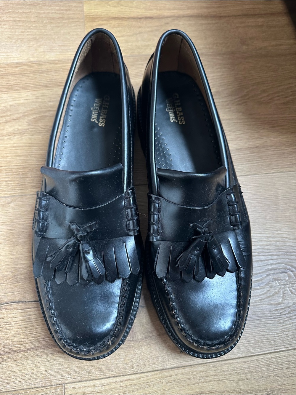 Black Leather G.H. Bass Loafers - Men